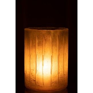 Photophore en verre jaune 18x18x26 cm