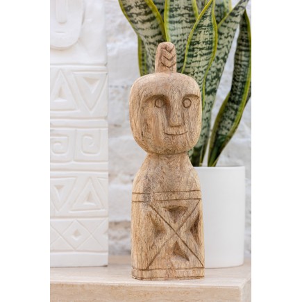 Statues africaines sculptées en bois naturel 12x8x41 cm