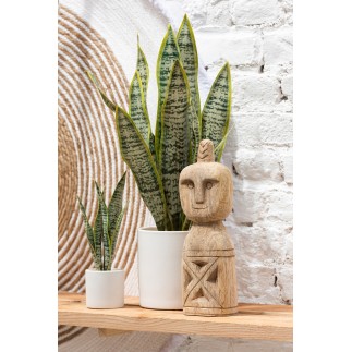 Statues africaines sculptées en bois naturel 12x8x41 cm