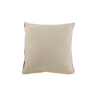 Coussin carré à rayures en jute marron et rose 47x47cm - Coussin d'extérieur