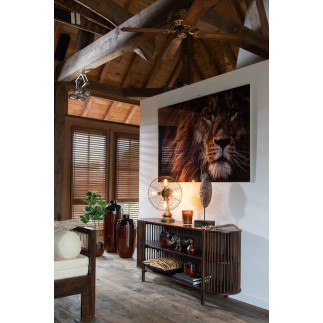Console 2 étages en bois marron 160x38x75 cm