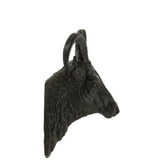 Cabeza de cabra de aluminio negro 55x44x31 cm