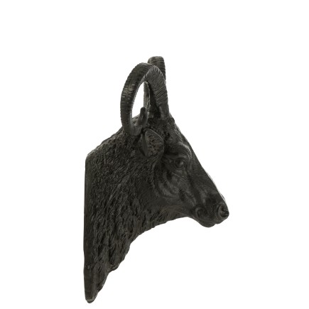 Cabeza de cabra de aluminio negro 55x44x31 cm