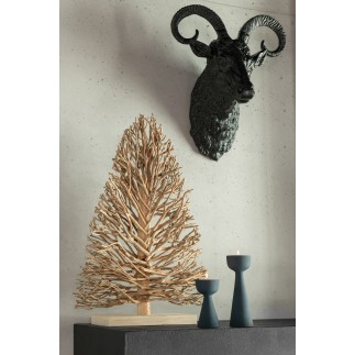 Tête de chèvre en aluminium noir 55x44x31 cm