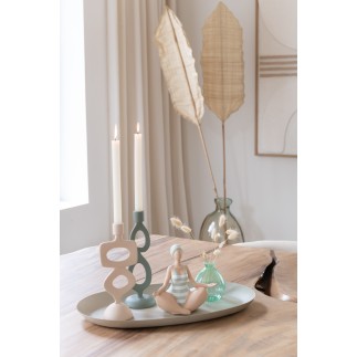 Set de 2 bougeoirs en aluminium beige 11x8.5x26.5 cm