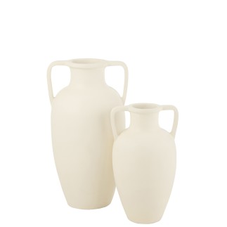 Vaso 2 manici in ceramica bianca 47x47x66 cm