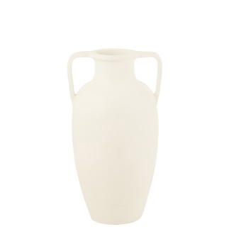 Vase 2 anses en céramique blanche 47x47x66 cm
