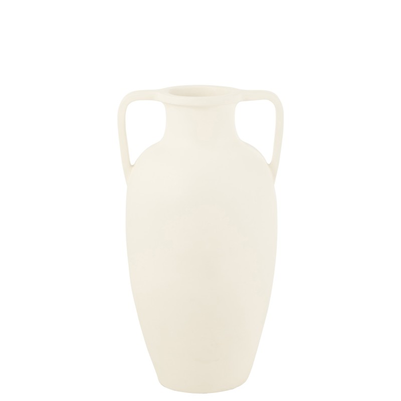 Vase 2 anses en céramique blanche 47x47x66 cm Vase 2 anses en céramique blanche 47x47x66 cm