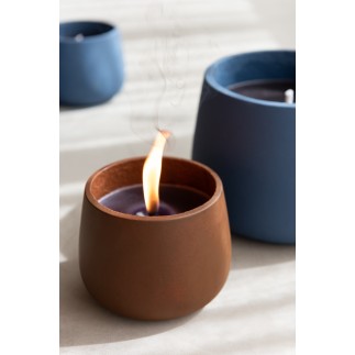 Candela da esterno 31h in ceramica marrone 18x18x13,5 cm