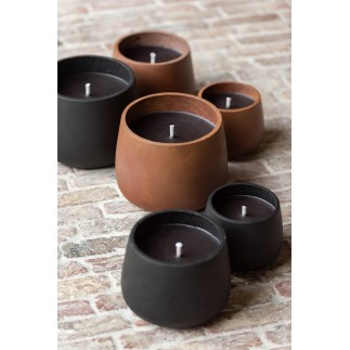 Candela da esterno 31h in ceramica marrone 18x18x13,5 cm