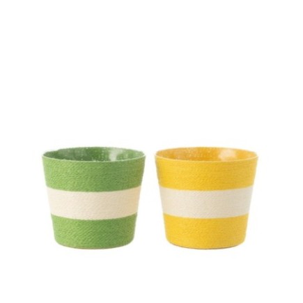 Macetero cuerda amarilla y verde 17,5x17,5x15 cm