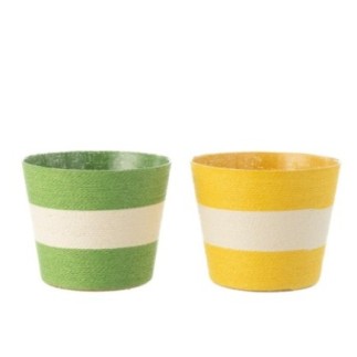 Macetero cuerda amarilla y verde 21,5x21,5x17 cm