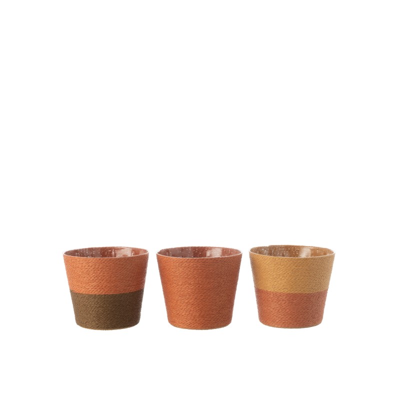 Cache-pot en corde marron 15x15x13 cm