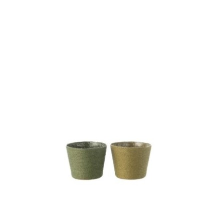 Cache pot e corde verte 13,5x13,5x11 cm