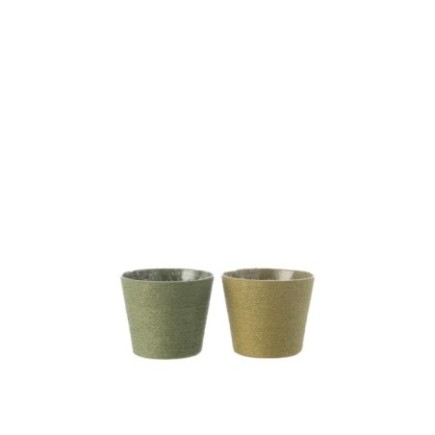 Cache-pot en corde verte 15x15x13 cm