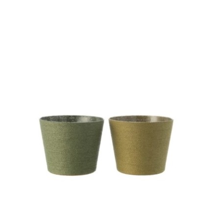 Cache-pot en corde verte 21.5x21.5x17 cm