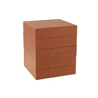 Boite à bijoux avec 4 compartiments en bois cognac 19x19x23 cm
