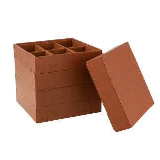 Boite à bijoux avec 4 compartiments en bois cognac 19x19x23 cm