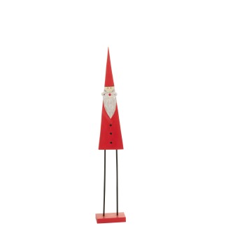 Papá Noel de pie en madera roja de 20x10x121 cm
