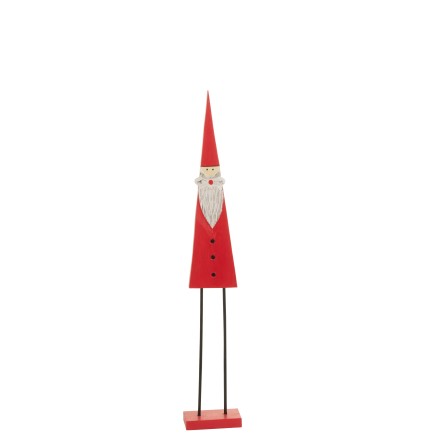 Papá Noel de pie en madera roja de 24x11x152 cm