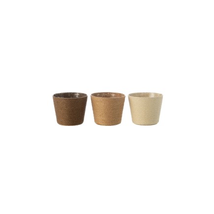 Cache-pot en corde marron 17.5x17.5x15 cm