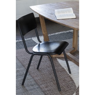 Silla ajustable de terciopelo negro 52x43x82 cm