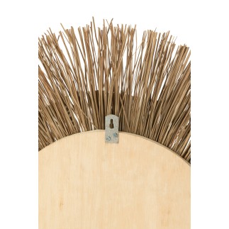 Miroir rond en raphia marron D.101 cm
