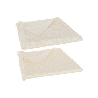 Set de 2 plaids en coton beige 273x134x1 cm