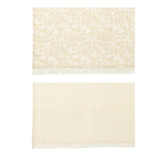 Set de 2 plaids en coton beige 273x134x1 cm