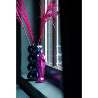 Vaso di ciniglia in vetro blu 13,5x13,5x30 cm