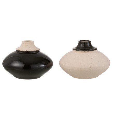Vase ovale en céramique noir ou beige 13x13x9cm - Vendu par 2