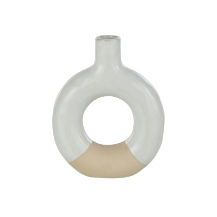 Vaso a cerchio in ceramica bianca 14x4,5x17,5 cm