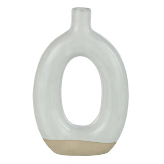 Jarrón ovalado de cerámica blanca 15x5x25,5 cm