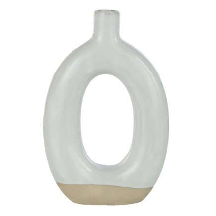 Jarrón ovalado de cerámica blanca 15x5x25,5 cm