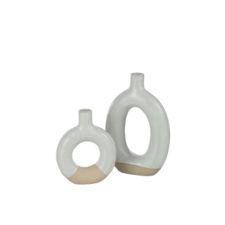 Jarrón ovalado de cerámica blanca 15x5x25,5 cm