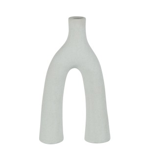Vaso a 2 piedi in ceramica bianca 12,5x5x22 cm