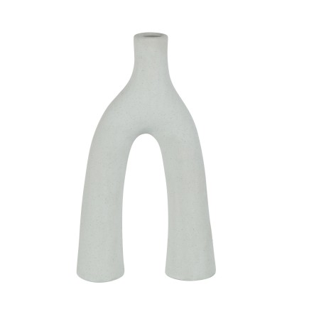 Vaso a 2 piedi in ceramica bianca 12,5x5x22 cm