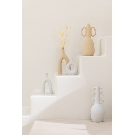 Vaso a 2 piedi in ceramica bianca 12,5x5x22 cm