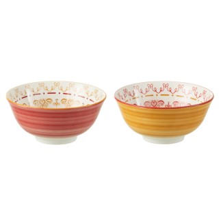 Bols en porcelaine jaune et rouge 16x16x7 cm (Prix unitaire/ Vendu par 2 minimum)