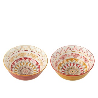 Bols en porcelaine jaune et rouge 16x16x7 cm (Prix unitaire/ Vendu par 2 minimum)