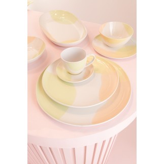 Bol avec couleurs en porcelaine blanche 16x16x8 cm