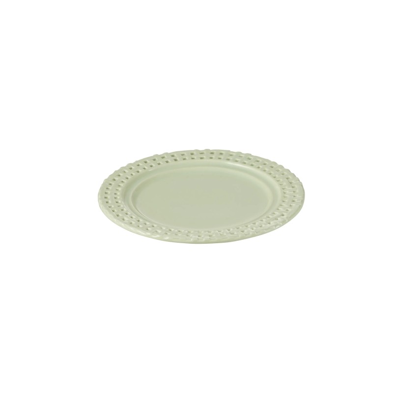 Assiette ronde en céramique vert 20x20x2 cm