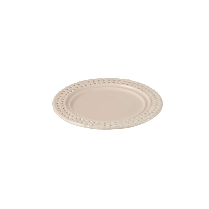 Assiette ronde en céramique rose 20x20x2 cm Assiette ronde en céramique rose 20x20x2 cm