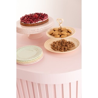 Assiette ronde en céramique rose doré 20x20x2 cm