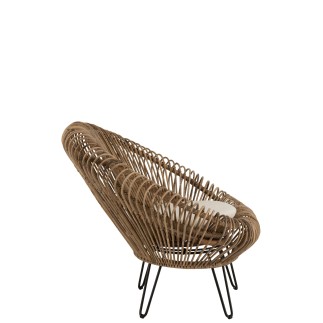 Sedia lounge in rattan con cuscino 104x82x96cm