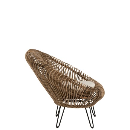 Siège style lounge en rotin avec coussin 104x82x96cm