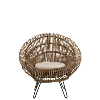 Sedia lounge in rattan con cuscino 104x82x96cm