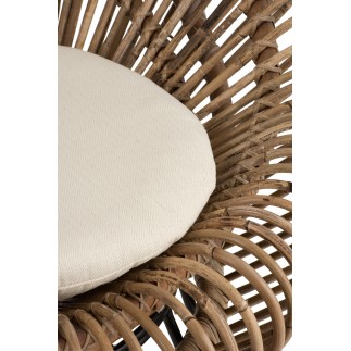Siège style lounge en rotin avec coussin 104x82x96cm