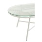Mesa de centro exterior con tablero de vidrio y metal blanco de 90x50x36 cm