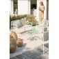Mesa de centro exterior con tablero de vidrio y metal blanco de 90x50x36 cm